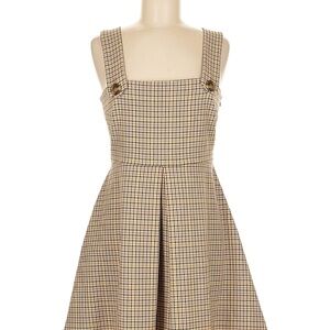 Zara Beige Checkered Mini Dress